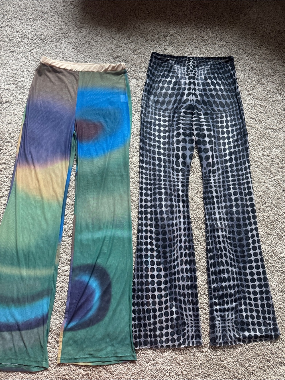 Fashion Nova sheer pants Multicolor & Black Dot Flare Pants Duo — Boot Cut Style